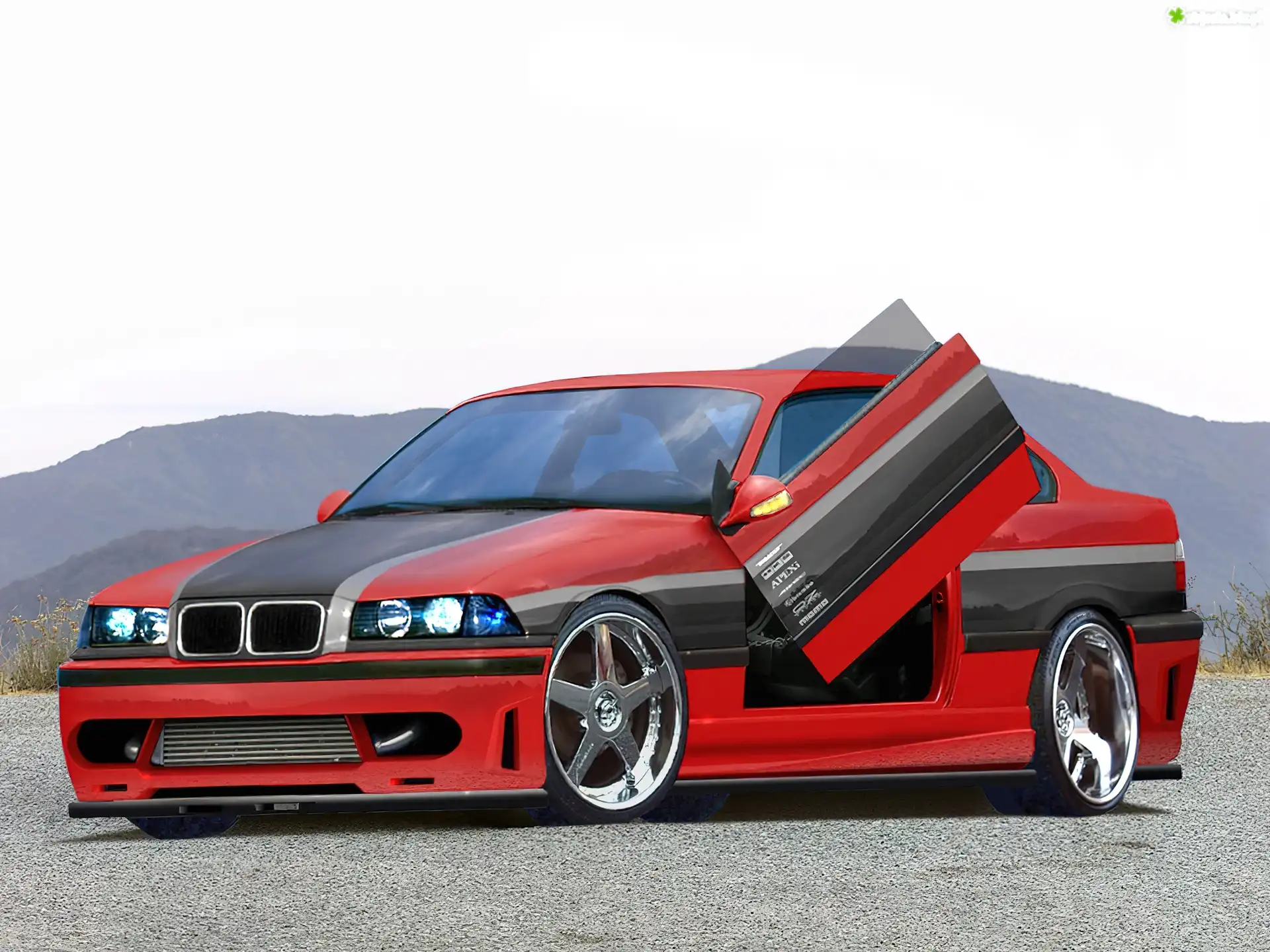 Zdjęcie Czerwony, Czarny, BMW 3, E36, Tuning