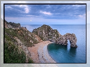 Anglia, Hrabstwo Dorset, Morze, Wybrzeże Jurajskie, Skały, Plaża, Łuk skalny, Durdle Door
