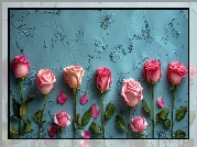Kwiaty, Róże, Niebieskie, Tło