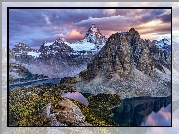 Góry Skaliste, Góra, Mount Assiniboine, Lasy, Jeziora, Alberta, Kanada